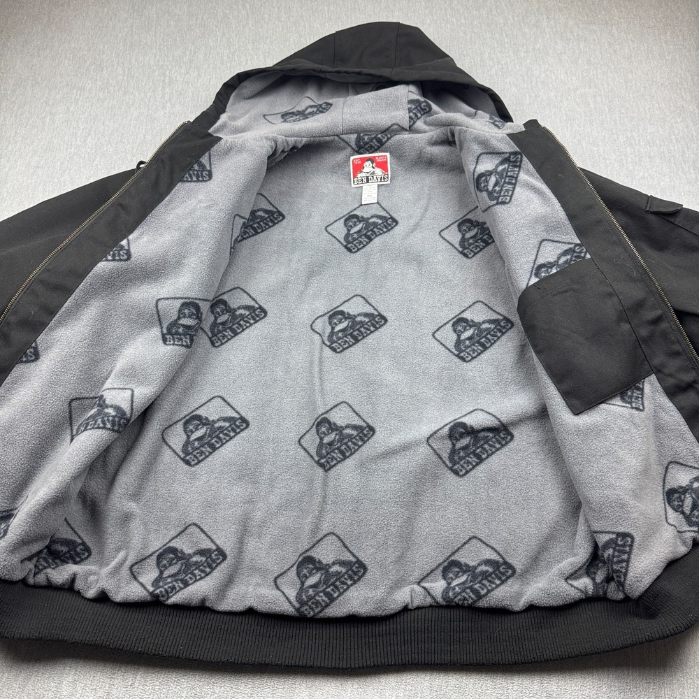 Ben Davis Jacket Mens XXL Black Full-Zip Hooded Fleece Lining Pocket Casual Top